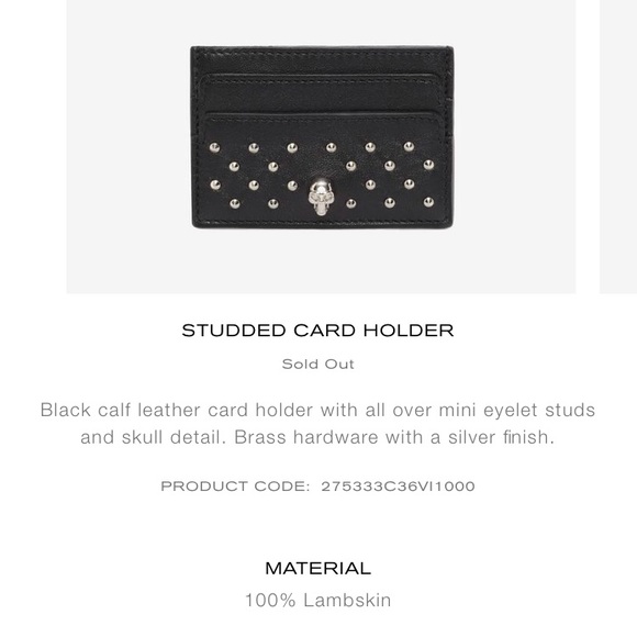 Alexander McQueen Accessories - Alexander McQueen 💀 Card Holder